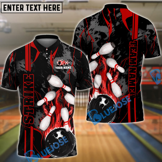 BlueJose Bowling And Pins Strike The Blood Multicolor Customized Name 3D Shirt (4 Colors)