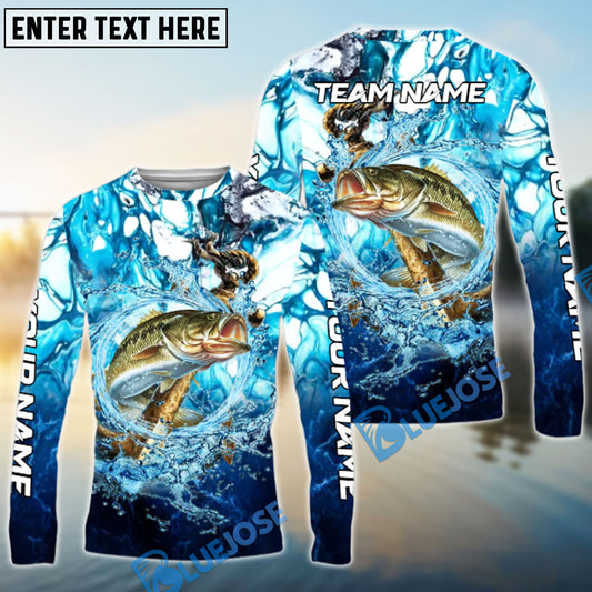 Bluejose Bass Fishing Marble Tide Catch Name & Team Name 3D Shirts