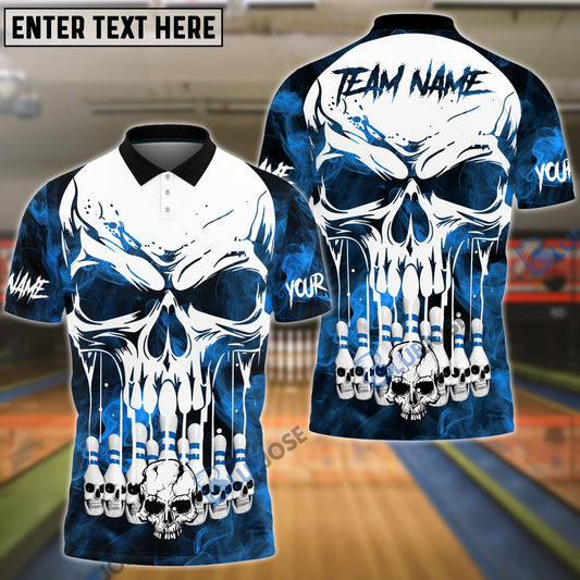 BlueJose Bowling And Pins Haunted Skull Multicolor Customized Name 3D Shirt (4 Colors)