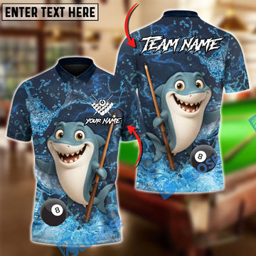 BlueJose Billiards Ball 8 Lucky Break Shark Customized Name, Team Name 3D Shirt