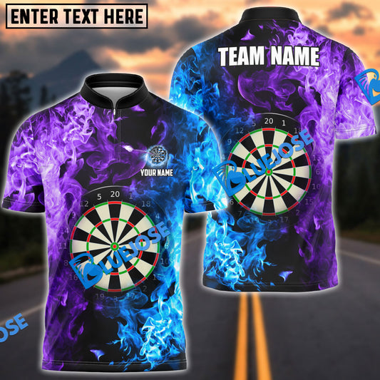 BlueJose Darts Two Sides Flame Personalized Name, Team Name Shirt (4 Colors)
