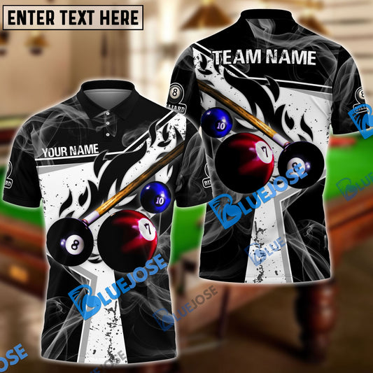 BlueJose Billiards Ball 8 Dark Flame Stroke Personalized Name, Team Name Unisex Shirt (6 Colors)
