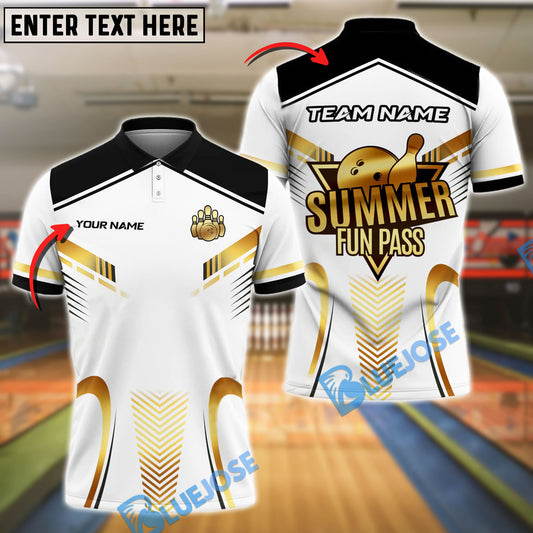 BlueJose Bowling Golden Fun Pass Customized Name, Team Name 3D Shirt (4 Colors)
