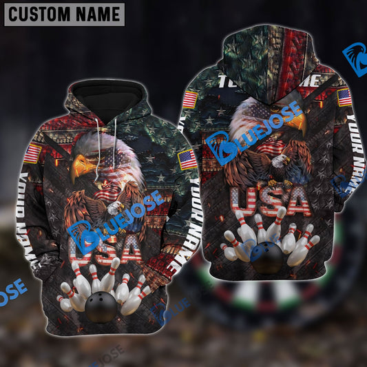 BlueJose Bowling Eagle The Pride Of America Customized Name, Team Name 3D Shirt