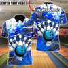 BlueJose Bowling And Pins Paint Blast Customized Name, Team Name 3D Shirt (4 Colors)