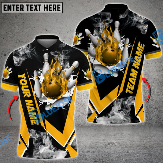 BlueJose Bowling And Pins Flame Declare War Customized Name 3D Shirt (5 Colors)
