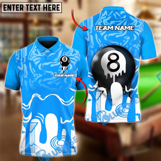 BlueJose Billiards Ball 8 Colorful Paint Personalized Name Shirt (4 Colors)