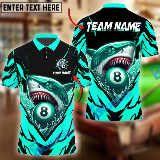 BlueJose Billiards Ball 8 Angry Shark Personalized Name Shirt (4 Colors)