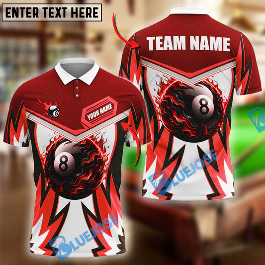 BlueJose Billiards Ball 8 Fire Wings Personalized Name Shirt (4 Colors)