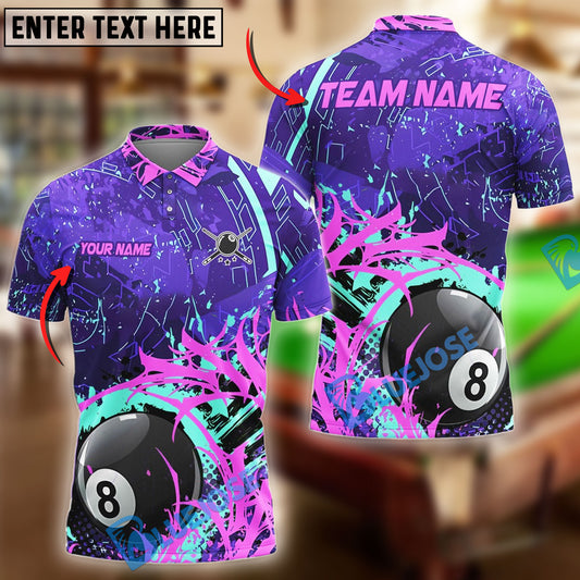 BlueJose Billiards Ball 8 Colorful Spike Personalized Name Shirt (4 Colors)