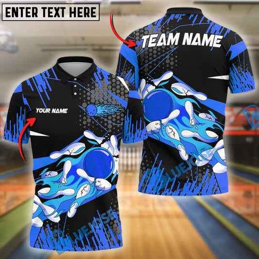 BlueJose Bowling And Pins Golden Blast Customized Name 3D Shirt (4 Colors)