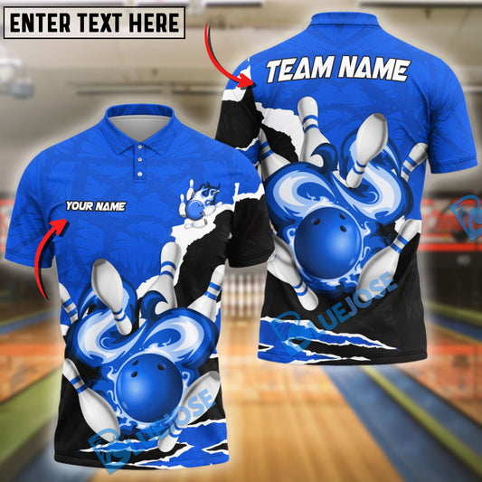 BlueJose Bowling And Pins Storm Blast Customized Name 3D Shirt (4 Colors)