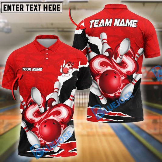 BlueJose Bowling And Pins Storm Blast Customized Name 3D Shirt (4 Colors)