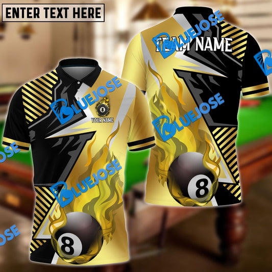 BlueJose Billiards Ball 8 Blazing Strike Personalized Name, Team Name Unisex Shirt (6 Colors)