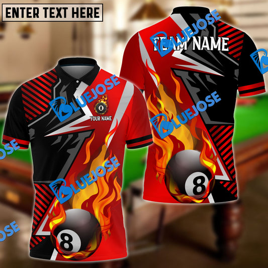 BlueJose Billiards Ball 8 Blazing Strike Personalized Name, Team Name Unisex Shirt (6 Colors)