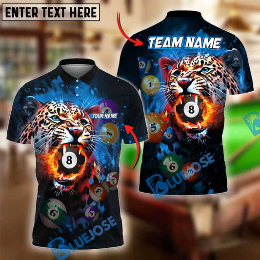 BlueJose Billiards Ball 8 Panther Colorful Personalized Name & Team Name Shirt (4 Colors)
