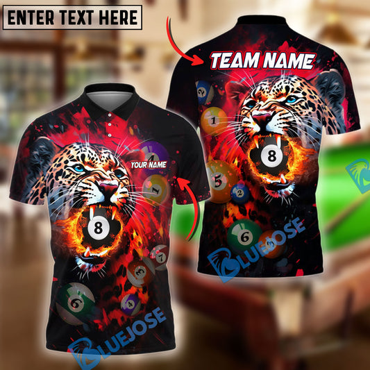 BlueJose Billiards Ball 8 Panther Colorful Personalized Name & Team Name Shirt (4 Colors)