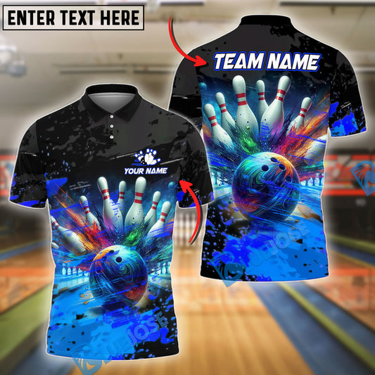 BlueJose Bowling And Pins Graffiti Art Customized Name, Team Name 3D Shirt (4 Colors)