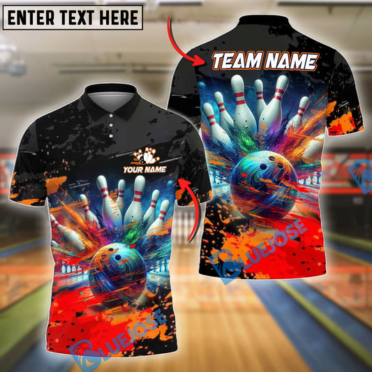 BlueJose Bowling And Pins Graffiti Art Customized Name, Team Name 3D Shirt (4 Colors)