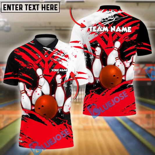 BlueJose Bowling And Pins Strike Art Customized Name, Team Name 3D Shirt (4 Colors)