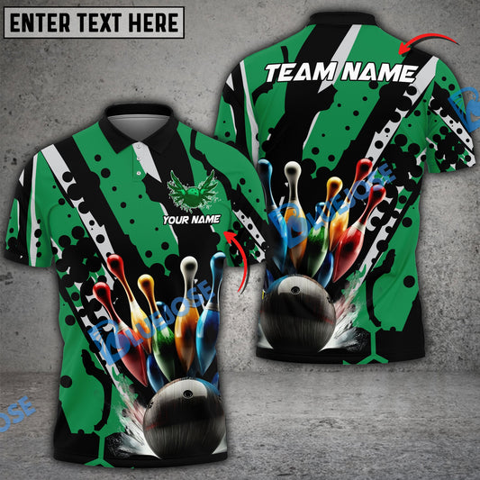 BlueJose Bowling And Pins Eagle Wings Customized Name 3D Shirt ( 6 Colors)