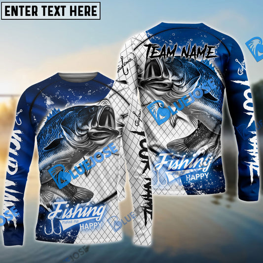Bluejose Bass Fishing Dark Blue Skin Sport Custom Name Windbreaker Jacket