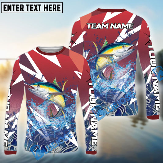 Bluejose Tuna Fishing Red Fury Pattern Custom Name & Team Name 3D Shirts
