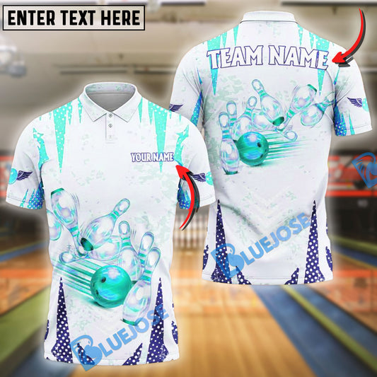BlueJose Bowling And Pins Storm Customized Name, Team Name 3D Shirt (4 Colors)