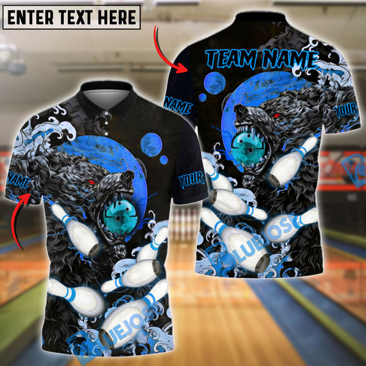 BlueJose Bowling And Pins Monster Moon Customized Name, Team Name 3D Shirt (4 Colors)