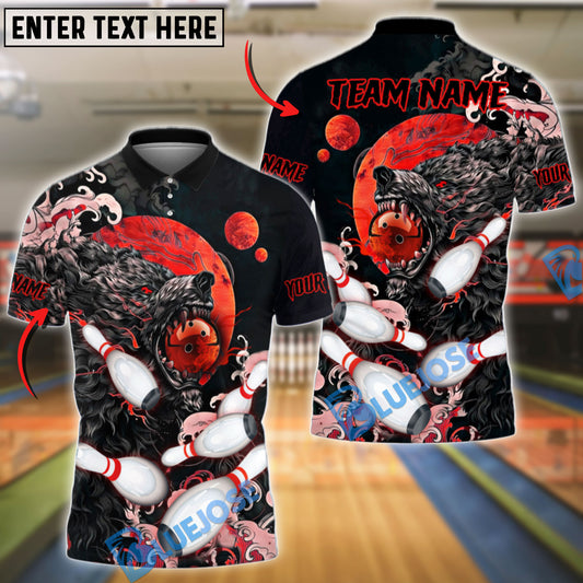 BlueJose Bowling And Pins Monster Moon Customized Name, Team Name 3D Shirt (4 Colors)