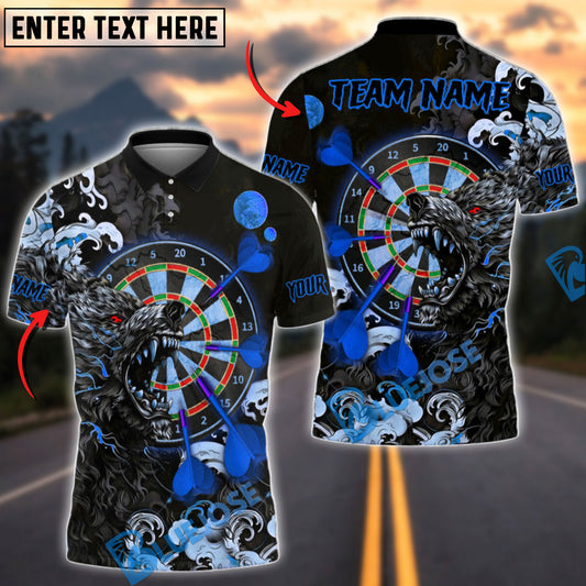 BlueJose Darts Monster Moon Personalized Name, Team Name Shirt (4 Colors)
