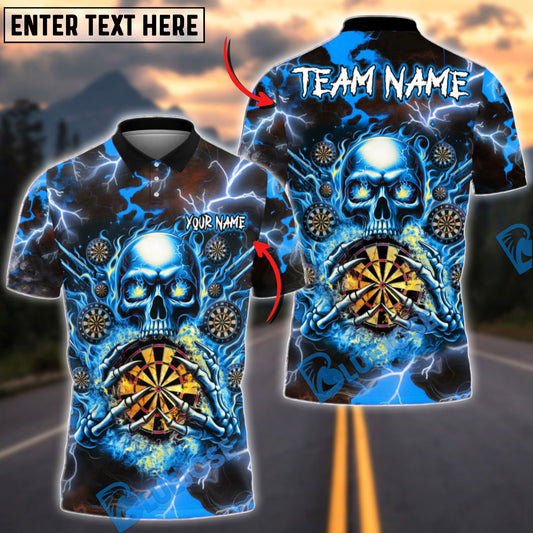 BlueJose Darts Skull Thunder Personalized Name, Team Name Shirt (4 Colors)