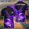 BlueJose Bowling And Pins Galaxy Pattern Customized Name, Team Name 3D Shirt (4 Colors)