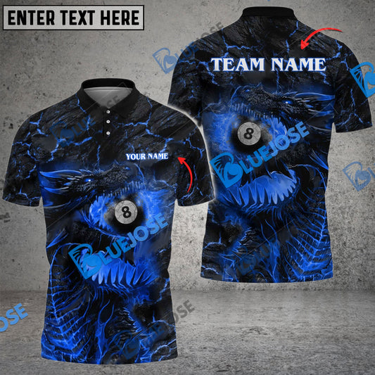 BlueJose Billiards Ball 8 Firaga Dragon Personalized Name, Team Name Unisex Shirt (4 Colors)