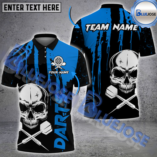 BlueJose Darts Skull Dripping Blood Personalized Name Shirt (4 Colors)