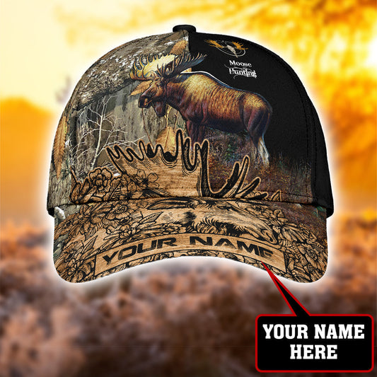 BlueJose Moose Hunting Personalized Name Classic Cap