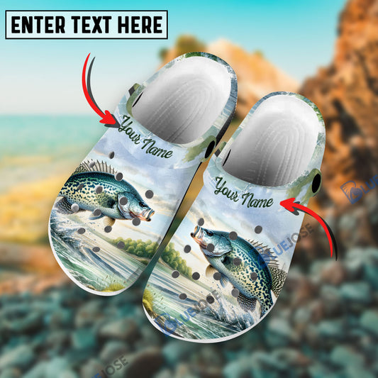 BlueJose Crappie Fishing Personalized Name Clogs