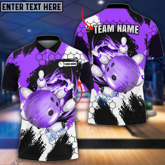 BlueJose Bowling and Pins Colorful Break Personalized Name Team Name 3D Shirt (4 Colors)