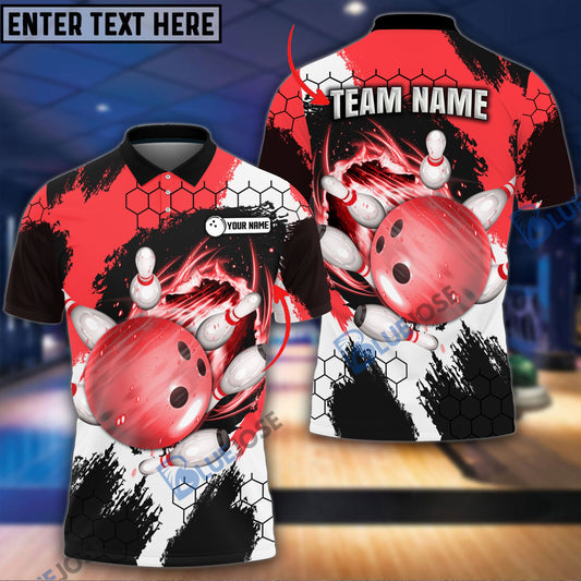 BlueJose Bowling and Pins Colorful Break Personalized Name Team Name 3D Shirt (4 Colors)