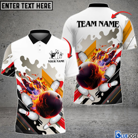 BlueJose Bowling And Pins Water Color Pattern Customized Name 3D Shirt, Personalized Shirts For Bowling Players