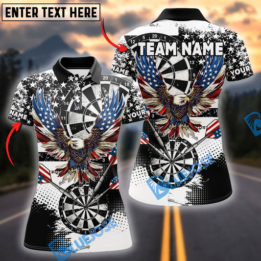 BlueJose Darts Grunge Eagle American Flag Black White Personalized Name, Team Name Shirt