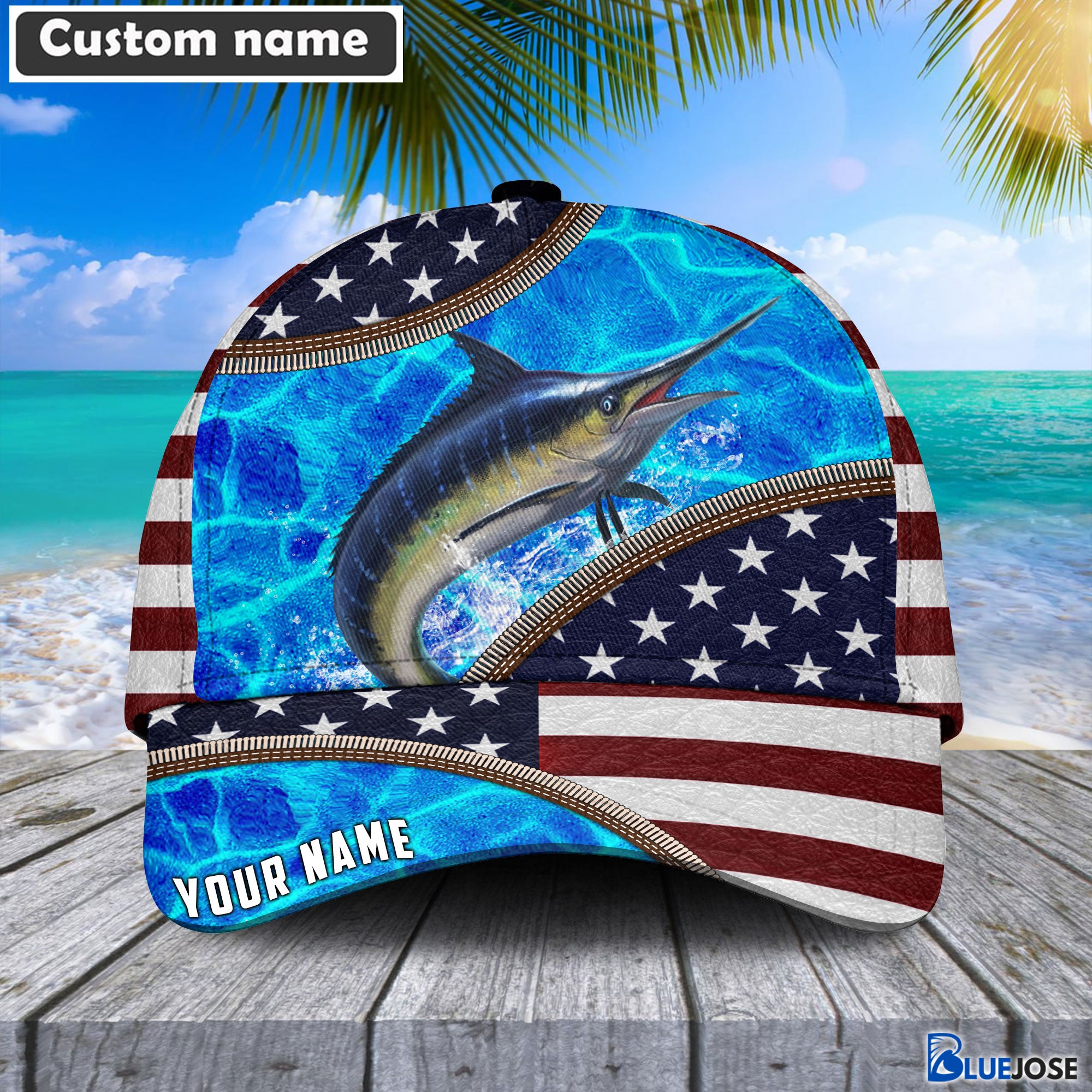 BlueJose Marlin Zip Up Personalized Fishing Classic Cap – Blue Jose