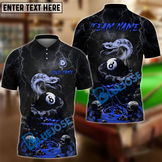 BlueJose Billiards Ball 8 Bloody Snake Personalized Name, Team Name Unisex Shirt (4 Colors)