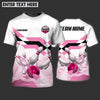 BlueJose Bowling Pink Customized Name, Team Name 3D Shirt