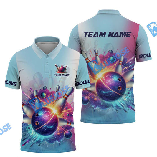 BlueJose Bowling Paint Boom Customized Name, Team Name 3D Shirt