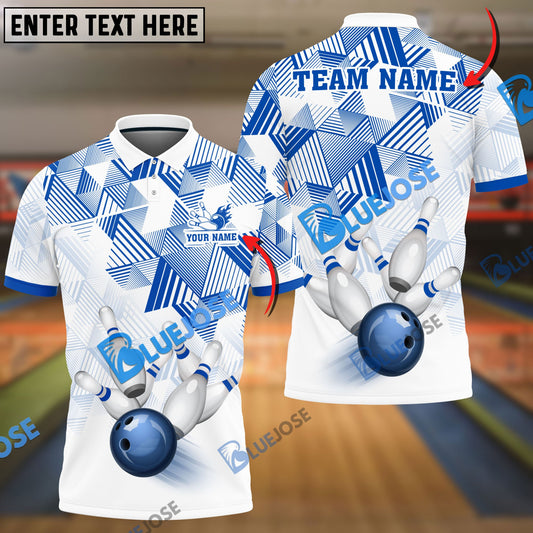 BlueJose Bowling And Pins Triangle Art Customized Name 3D Shirt (6 Colors)