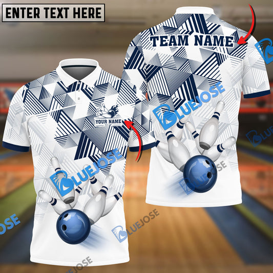 BlueJose Bowling And Pins Triangle Art Customized Name 3D Shirt (6 Colors)