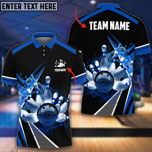 BlueJose Water Bowling and Pins Layer Personalized Name and Team Name 3D Shirt (4 Colors)