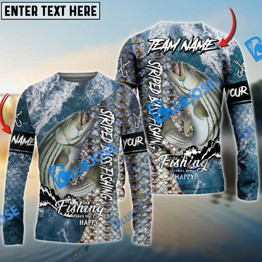 Bluejose Striped Bass Fishing Skin Seawave Custom Name Windbreaker Jacket