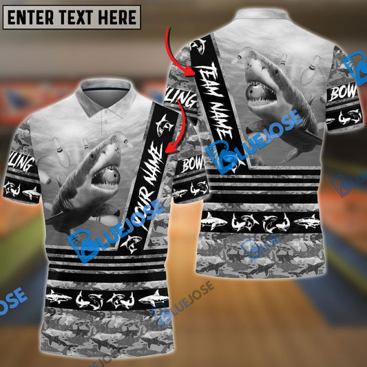 BlueJose Bowling And Pins Fury Shark Multicolor Customized Name 3D Shirt (4 Colors)